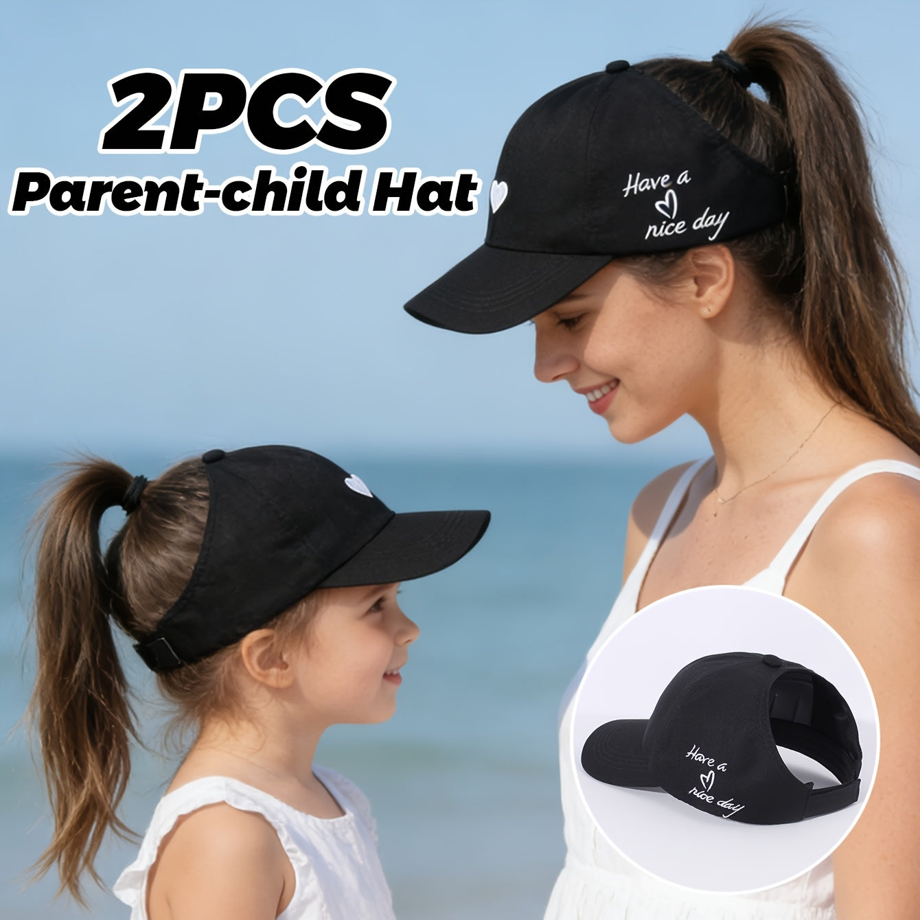 Matching Summer Baseball Caps for Kids, Ponytail Friendly, 2-Pack