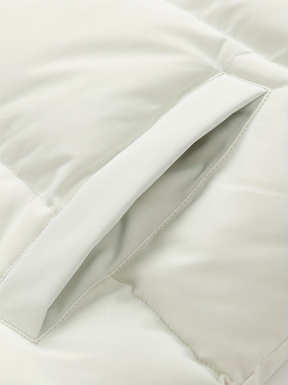 Men'S 2025 New Casual Jacket - Black, Stand Collar, Zip-Up, Long Sleeve, Polyester Filled, Winter Coat with Adjustable Drawstring Hood