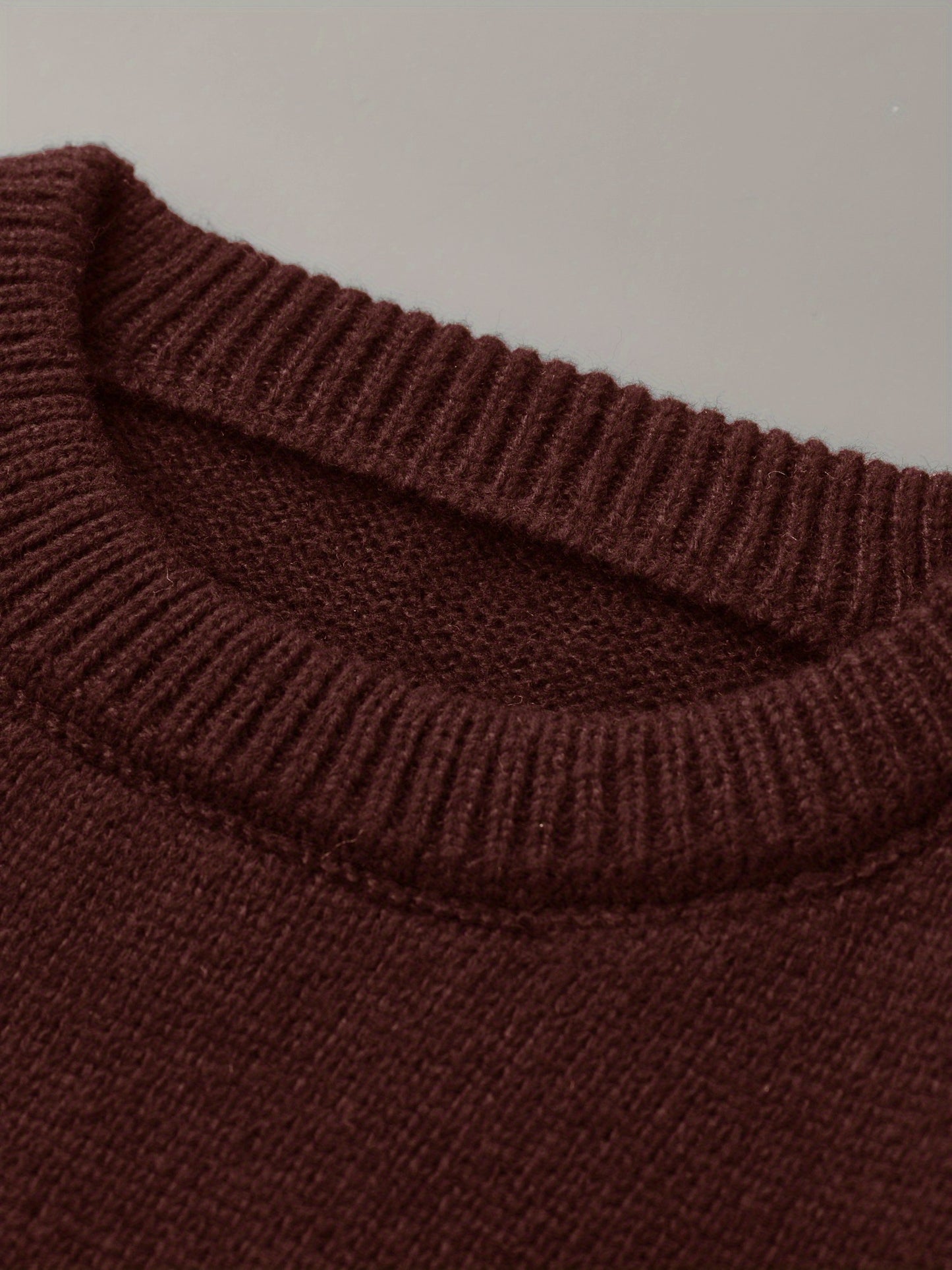 Men's Brown & Striped Sweater - Soft Round Neck Cable-Knit Winter Sweater with White Piping, Machine Washable Casual Pullover for Fall & Winter, Brown/Beige Horizontal Stripes, Ribbed Cuffs & Hem, Stylish Men's Sweater for Ev