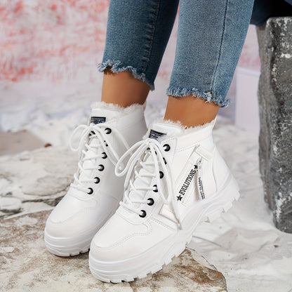 Կանացի ձմեռային ձնագնացքներ - Տաք երեսպատված, չսահող, բարձրակրունկ արտաքին ցանկացած առիթի համար կոշիկներ, ռիբավորված մեղմացնող ներդիրով, սև, իդեալական են ցուրտ եղանակի համար, ձմեռային կոշիկներ | Ոճային ձմեռային կոշիկներ | Դիմացկուն կոշիկներ