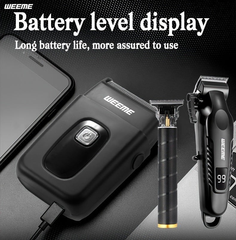 WEEME 2pcs/3pcs Electric Hair Clipper, Beard Trimmer, And Shaver Set with Professional Alloy Blade, USB Rechargeable, Featuring LCD Display. an Ideal Gift for Father'S Day, Birthdays, Or a Delightful Surprise for Husbands, Da