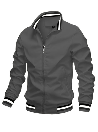 A Men'S Stylish Pilot Jacket, Made of Durable Fabric, Features Classic Striped Details, Perfect for Casual Outings Or Hiking. It Offers a Sense of Confidence And Fashion, Making It an Ideal Gift for Men