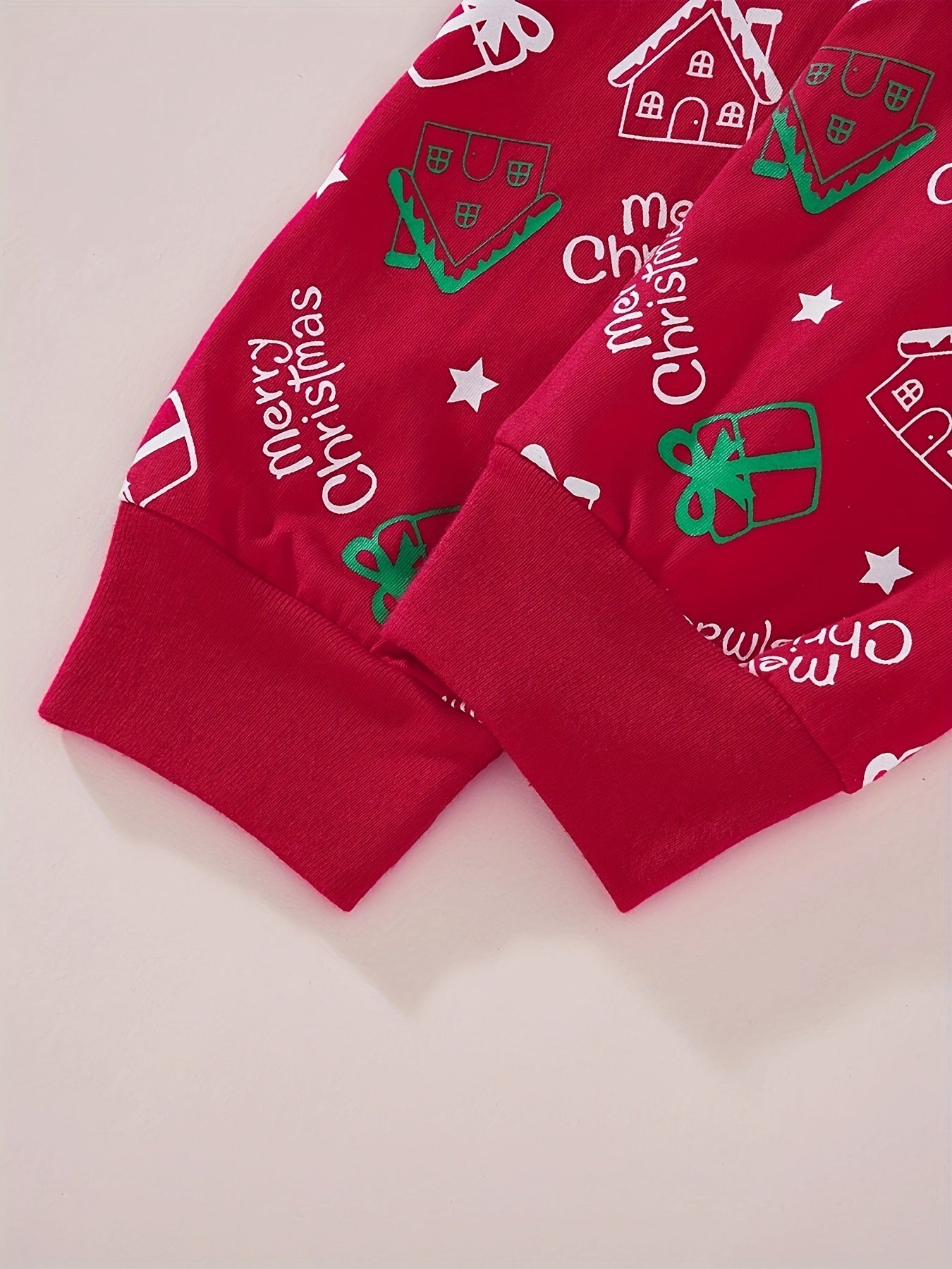 Սուրբ Ծննդյան գիշերանոցների հավաքածու տղաների և աղջիկների համար, կարմիր, Ձմեռ պապիկից, բամբակյա, կրակակայուն կոստյում, Սուրբ Ծննդյան նվեր, սահնակ, մեքենա, կարմիր, գիշերանոցների հավաքածու, երկու կտոր