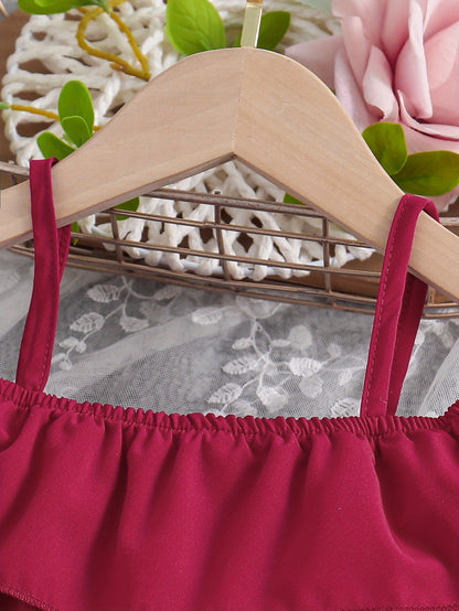 Girls Ruffle Cami Romper Belt Off Shoulder Նրբագեղ ամառային գարուն աշուն մանկական հագուստ