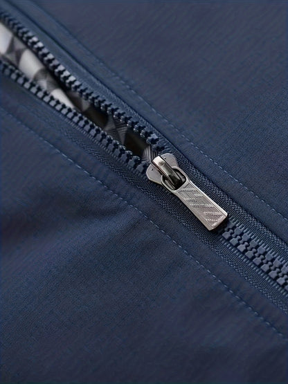 Men's Long Sleeve Zip Up Stand Collar Coat, Business Stand Collar Jacket With Zipper Pockets, Spring Autumn Men's Clothing
