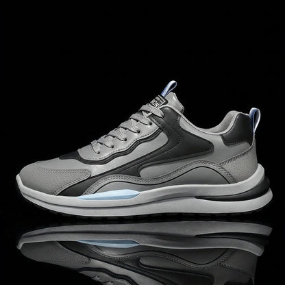 Men's Color Block Skate Sneakers - Breathable PU Low-Top Shoes