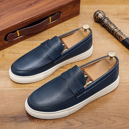 Men's White PU Loafers Casual Slip-On All-Season Sneakers