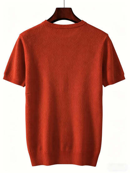 Men's Slim Fit Round Neck Knit Short Sleeve T-Shirt
