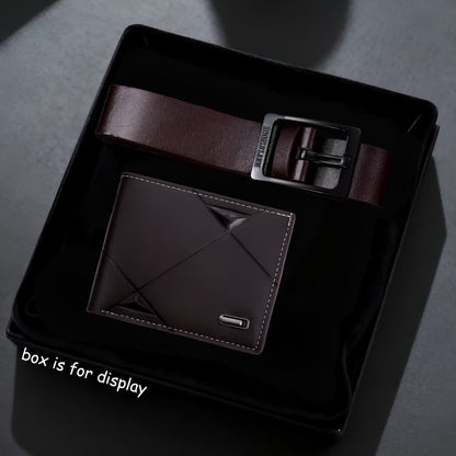 Men'S Business Casual Belt and Wallet Set | Premium Faux Leather, Simple and Elegant Belt with Practical and Exquisite Card Case, Ideal for Daily Travel and Business Activities (Box Not Included)