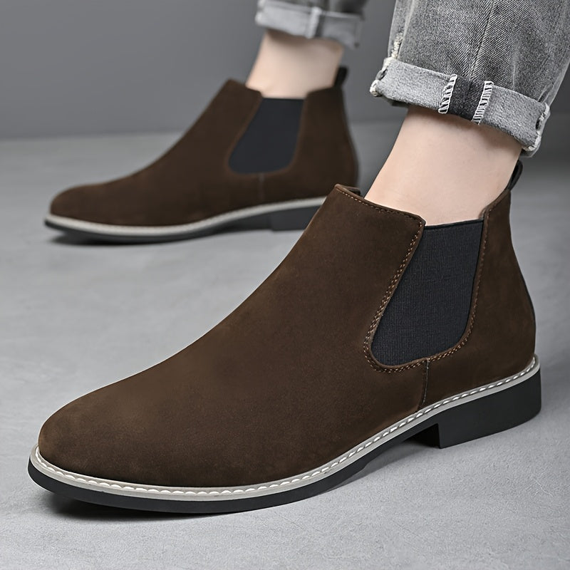 High-End Business Men'S Chelsea Boots, Pointed Elastic Ankle Boots, Slip-Resistant And Wear-Resistant Formal Shoes, British Style Slip-On Loafers, Suitable for Both Work And Casual Wear.