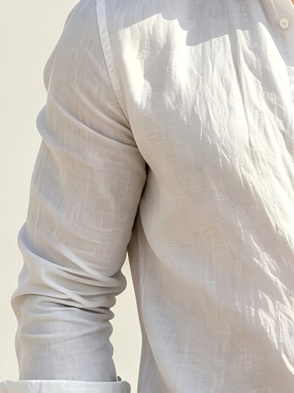 Men's Lightweight Long-Sleeve Casual Cotton Blend Shirt