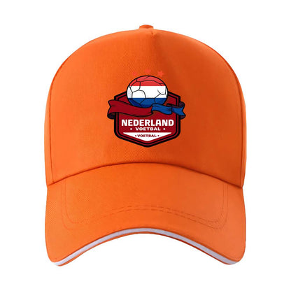 Dutch Football Crest Adjustable Baseball Cap with Netherlands Flag