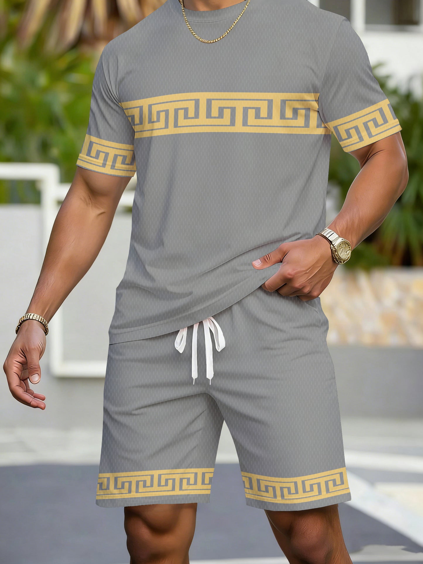 Men's Summer Casual Sports Set - Breathable T-Shirt & Shorts