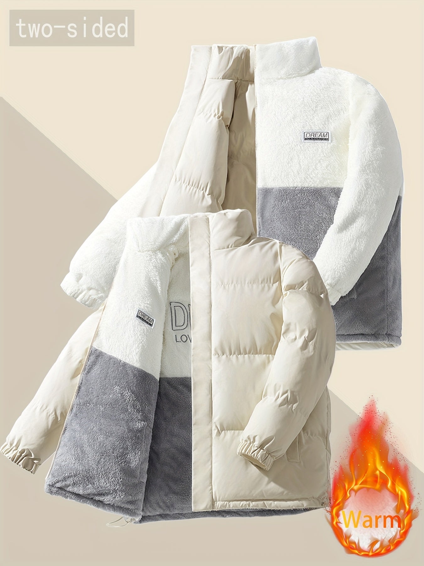 Men'S Heavy-Duty Winter Jacket - Thick Insulated Coat with Full-Zip Closure, Double-Sided Wearing, Stand Collar, Non-Stretch Fabric - Cold Weather Outerwear for Men