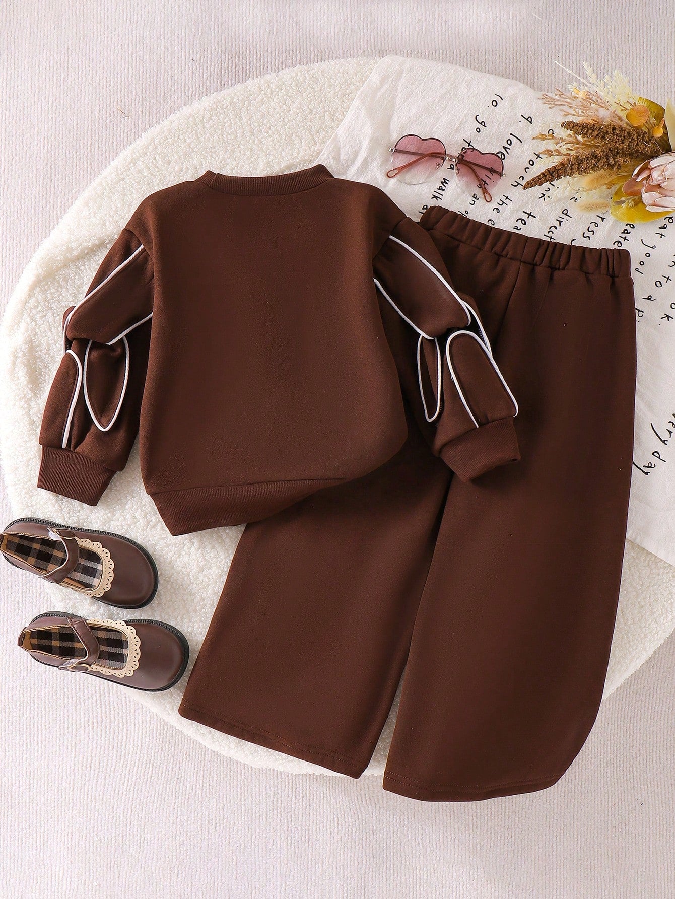 Girls' Autumn/Winter Sweatshirt & Wide-Leg Pants Set