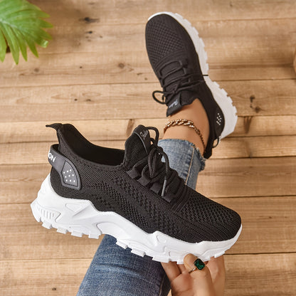 Կանացի առօրյա սպորտային կոշիկներ՝ շնչող գործվածքից վերնամասով, ռետինե ներբանով, ցածր գագաթով, պարզ մատով, բոլոր եղանակների հարմարավետ կոշիկներ, առօրյա հագուստ | Ժամանակակից առօրյա ոճ | Շնչող գործվածքից սպորտային կոշիկներ