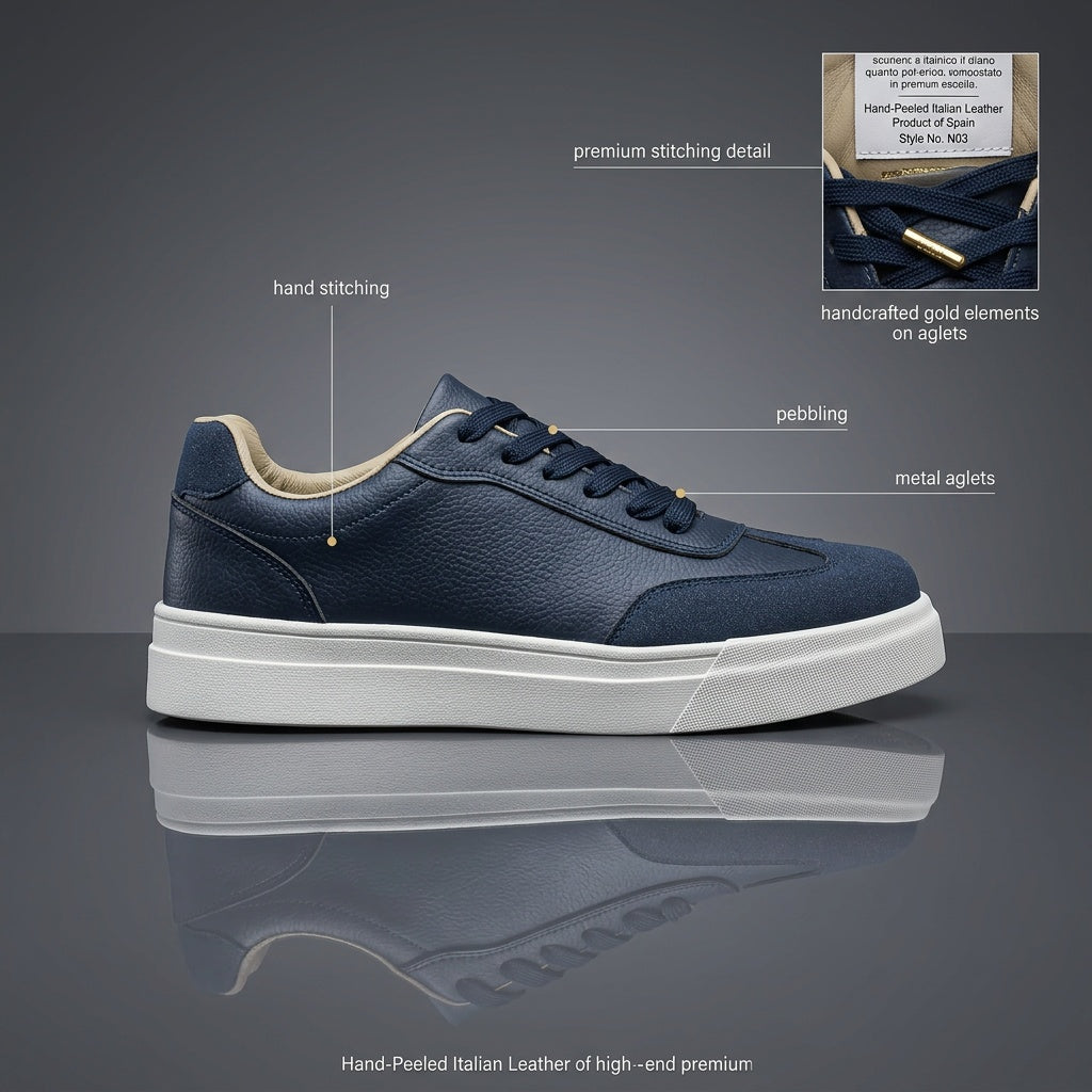 Men's Casual Low-Top Sneakers PU Upper Flat Sole Vintage Style