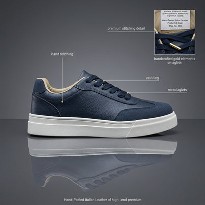 Men's Casual Low-Top Sneakers PU Upper Flat Sole Vintage Style