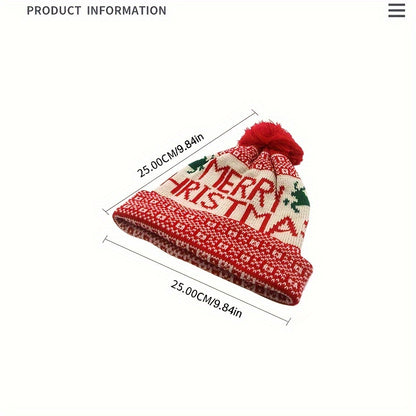 Women'S Christmas Hat - Thick Winter Beanie with Merry Christmas Text, Stretchy Elastic Band for Cold Weather, Red & Green Holiday Colors - Cozy Party, Office, Everyday Winter Cap - Festive Holiday Headwear Gift for Women, Se