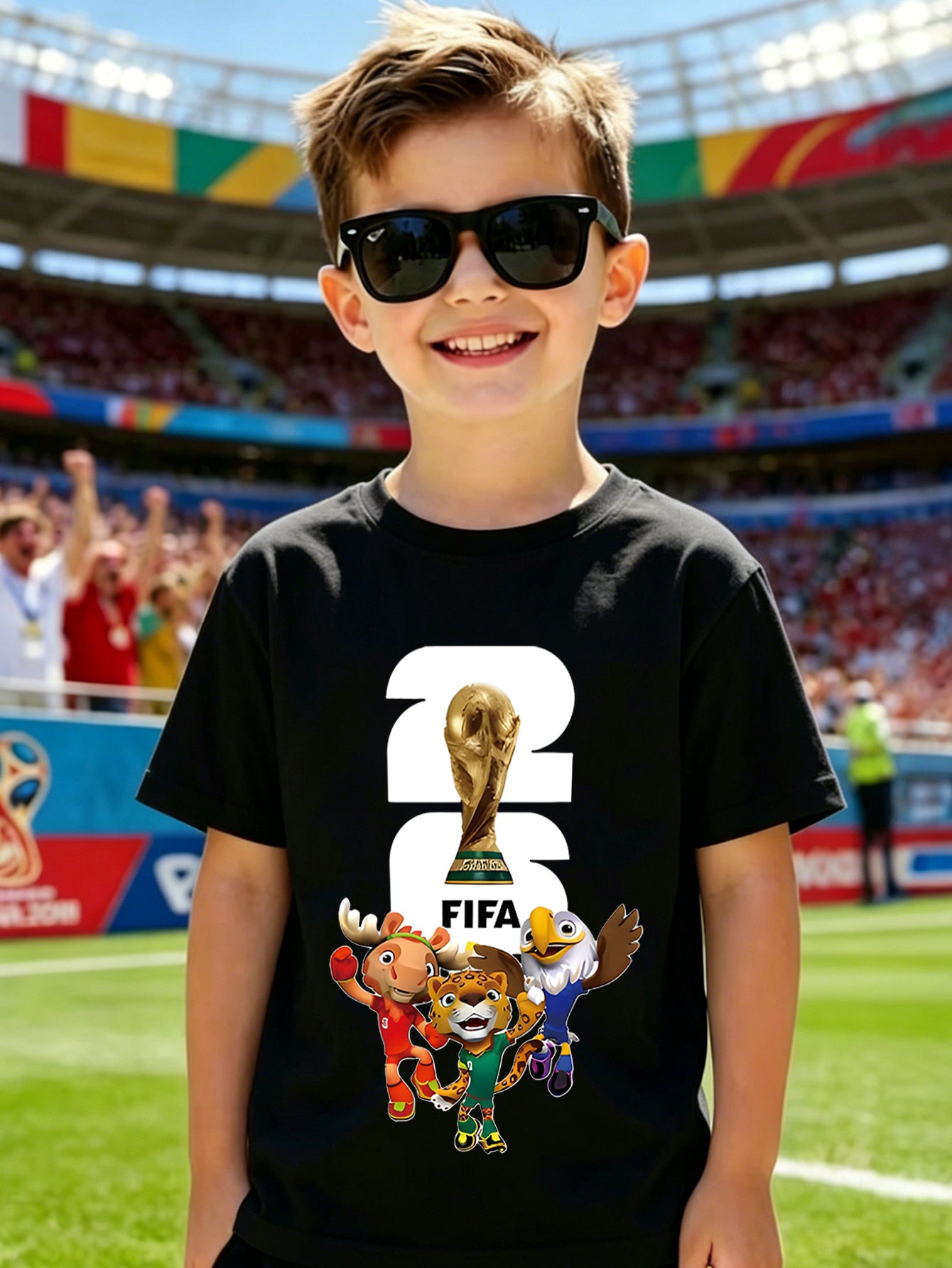 2026 World Cup Digital Trophy Cotton T-Shirt for Kids