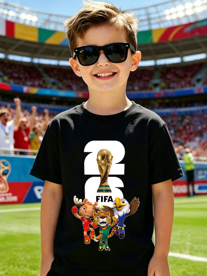 2026 World Cup Digital Trophy Cotton T-Shirt for Kids