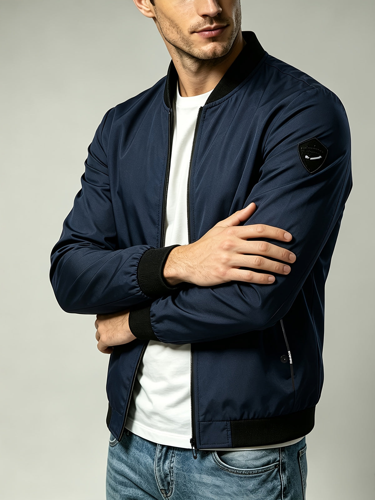 Men's Lightweight Windproof Baseball Jacket for Spring and Fall