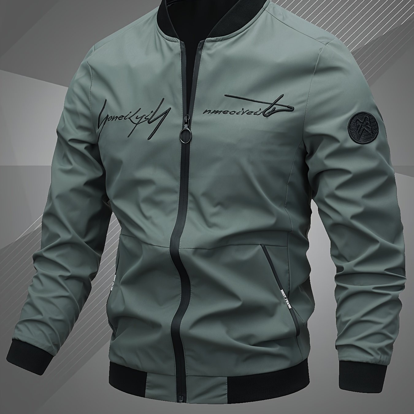 Տղամարդկանց Letter Embroidered Casual Bomber Jacket Gifts Best Sellers