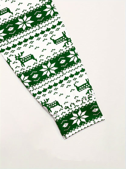 Women'S Christmas Deer & Snowflake Print Hooded Sweater Dress - Long Sleeve Winter Warmth, Red & Holiday Party Outfit with Pompom Sleeves