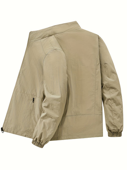 Տղամարդու ձիթապտղի կանաչ բոմբեր բաճկոն՝ կանգնած օձիքով - ամենօրյա, հարմարավետ, կայծակաճարմանդով վերնազգեստ՝ բացօթյա գործունեության համար, ամենօրյա հագուստ | Կանգնած օձիքով բաճկոն | Կայծակաճարմանդով բաճկոն