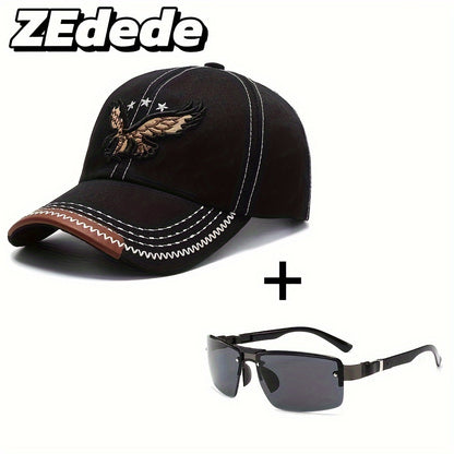 2 հատ ZDEDE 3D Eagle ասեղնագործված բեյսբոլի գլխարկ - նորաձև և դիմացկուն կարգավորվող Snapback գլխարկ՝ արհեստական կաշվե կտորով, սև պոլիեսթեր՝ բացօթյա սպորտաձևերի և առօրյա հագուստի համար - իդեալական է տղամարդկանց և կանանց համար