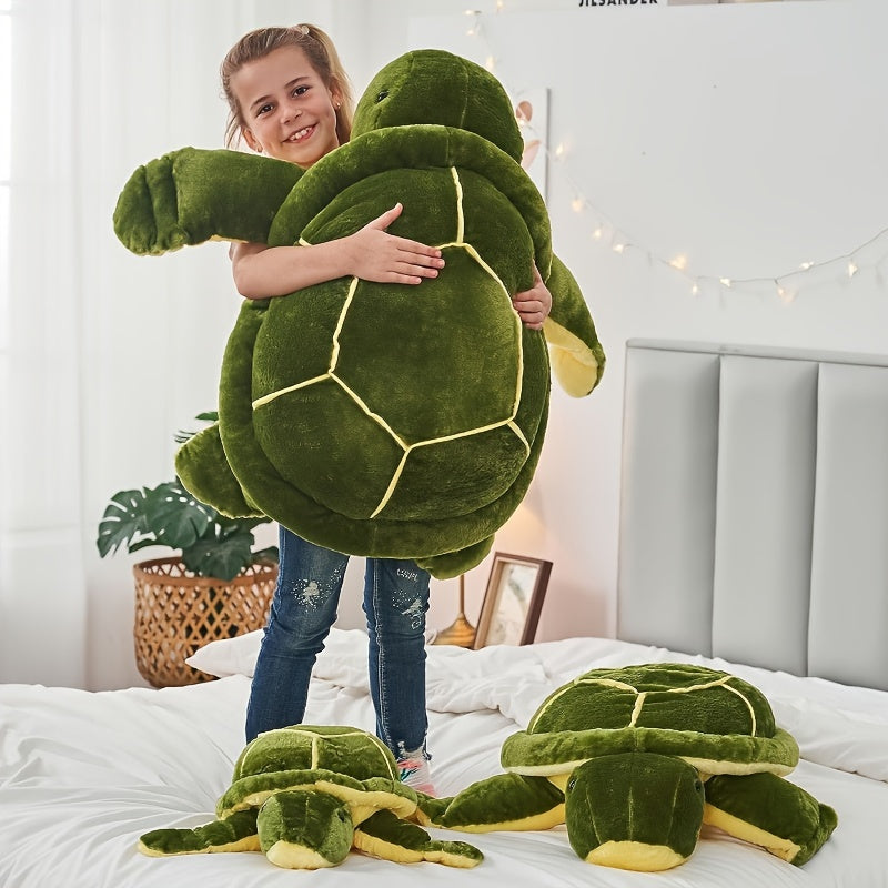 Cuddly Sea Turtle Plush Toy with Big Eyes - Soft Polyester Stuffed Animal in Assorted Greens, Perfect for Youngsters & Girlfriends
