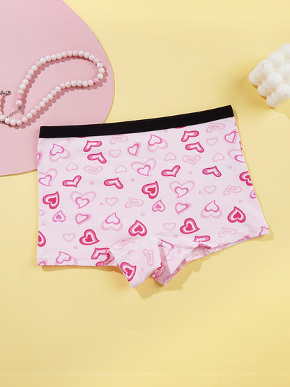 Girls' 10-Pack Cotton Boyshorts with Heart Print - Comfortable Everyda