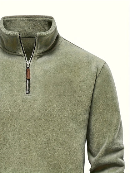 Men'S Heavyweight Full-Zip Hoodie - Thermal Winter Jacket with Zipper Closure, Stand Collar, Long Sleeve Cold Weather Coat for Skiing, Commuting - Thick Insulated Outerwear (Solid Color) - Easy-Care Zipper Front Closure, Wint