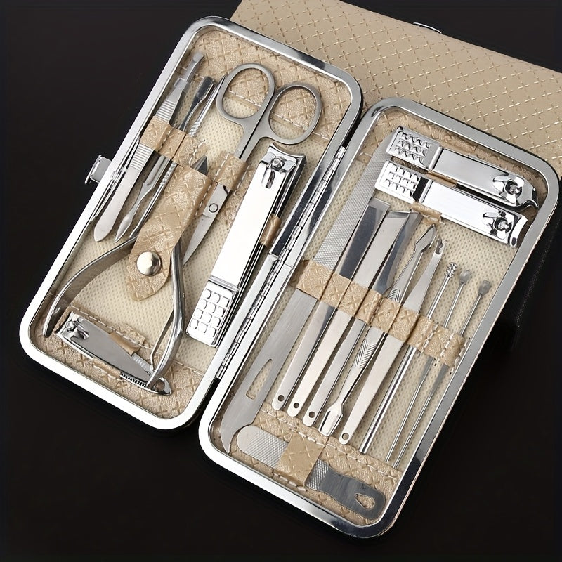 Golden 19-Piece Manicure & Pedicure Tool Set with Storage Box
