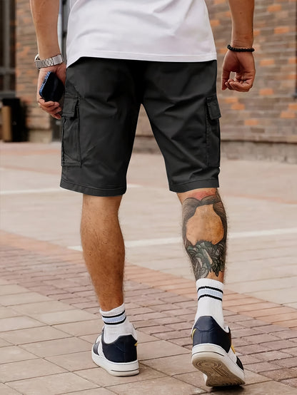 Men's Casual Summer Cargo Shorts with Elastic Waist and Pockets
