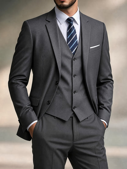 Men's Slim-Fit Two-Button Notch Lapel Suit Jacket