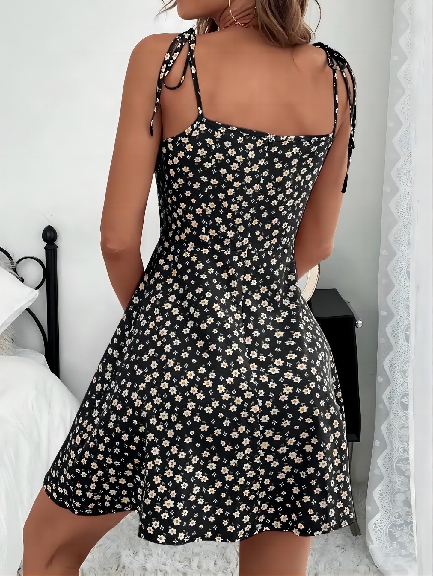 Women's Floral Print Cami Dress with Ruched Detail for Summer