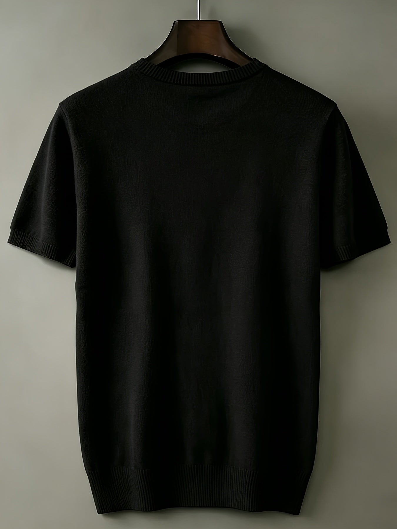 Men's Slim Fit Round Neck Knit Short Sleeve T-Shirt
