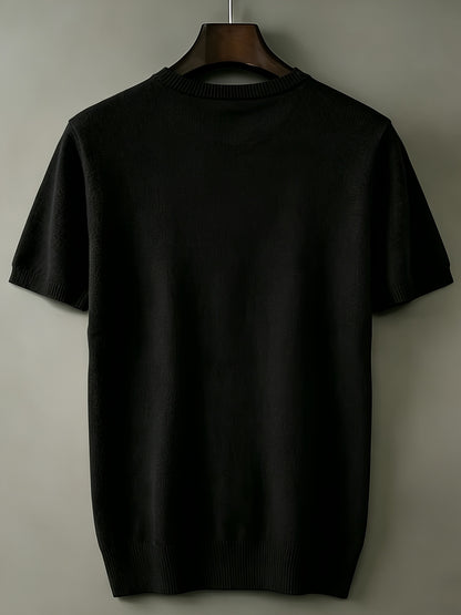 Men's Slim Fit Round Neck Knit Short Sleeve T-Shirt