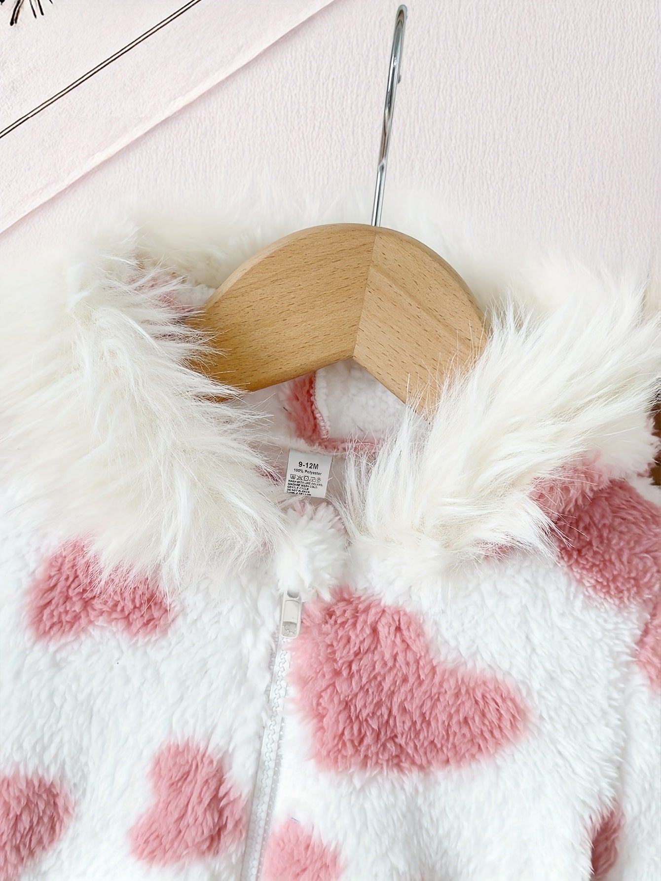 A Set of Warm Clothes for Baby Girls, Warm Hooded Fleece Jacket, Cardigan Top + Elastic Waist Warm Pants, Autumn And Winter Style, Cute Cold-Proof Jacket for Girls, Fur Zipper Outerwear, Outdoor Clothing Set, Newborn Children