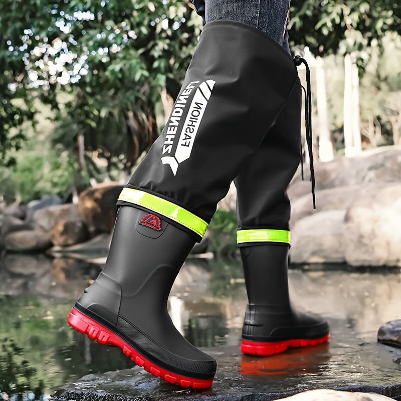 Men's Waterproof Long Rain Boots for Outdoor Travel