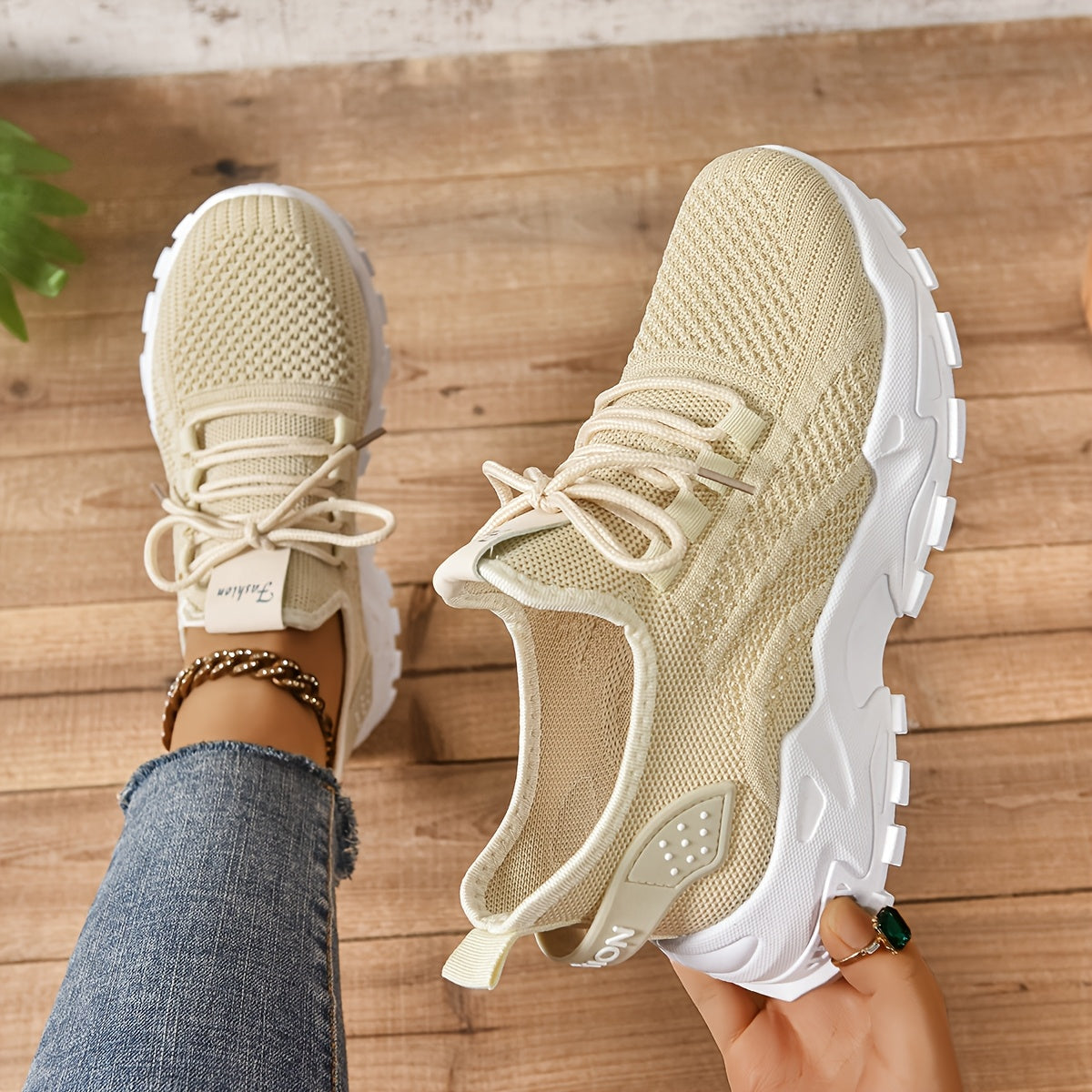 Կանացի առօրյա սպորտային կոշիկներ՝ շնչող գործվածքից վերնամասով, ռետինե ներբանով, ցածր գագաթով, պարզ մատով, բոլոր եղանակների հարմարավետ կոշիկներ, առօրյա հագուստ | Ժամանակակից առօրյա ոճ | Շնչող գործվածքից սպորտային կոշիկներ