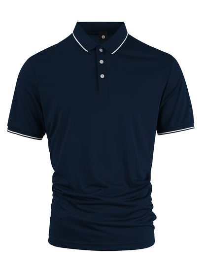 Men's Solid Golf Shirt, Casual Short Sleeve Lapel Shirt For Summer Outdoor