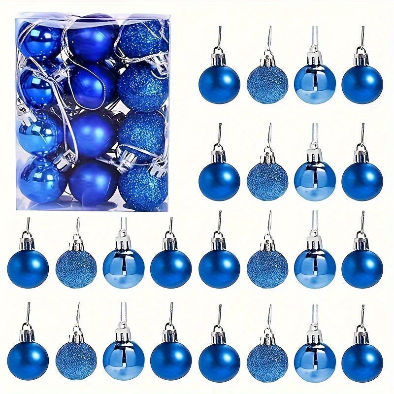 Fei Rui 24pcs Classic Mini Christmas Ball Ornaments, Shatterproof Plastic Hanging Decorations for Holiday, Wedding, Party - Versatile for Christmas, Hanukkah, Easter, Thanksgiving, Halloween Decor