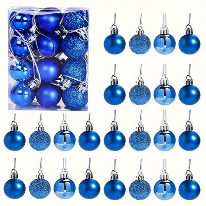 Fei Rui 24pcs Classic Mini Christmas Ball Ornaments, Shatterproof Plastic Hanging Decorations for Holiday, Wedding, Party - Versatile for Christmas, Hanukkah, Easter, Thanksgiving, Halloween Decor