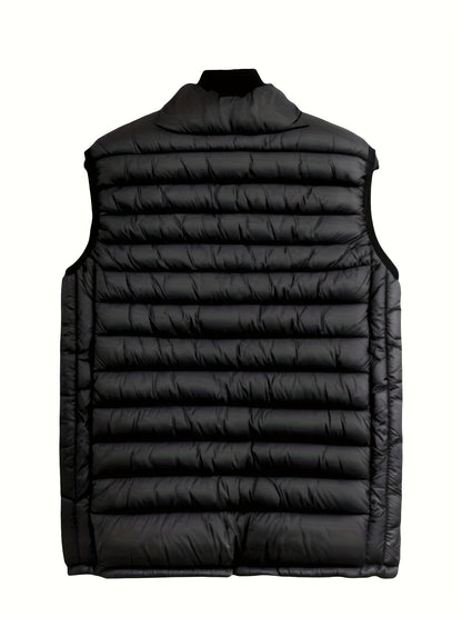 Fall/Winter Men'S Lightweight Jacket/Collar Vest- Fiber Vest, Side Pocket Jacket, Men'S Coat, Active Lifestyle Vest, Spring College Wear, Autumn Winter Spring Coat, Mature Look - ayq