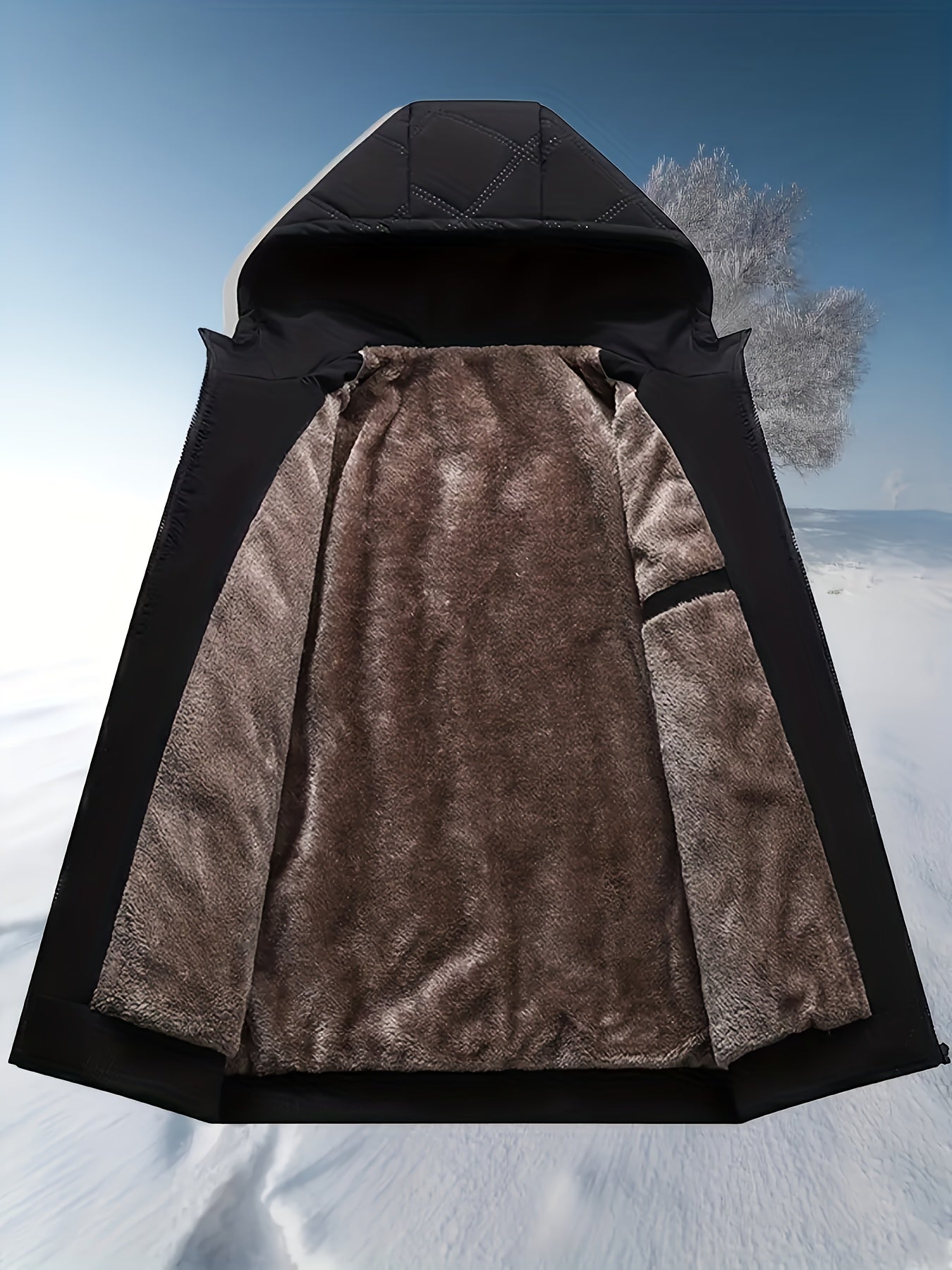 Men'S Heavy-Duty Winter Jacket with Full-Zip Hooded Coat - Thermal Insulated Cold Weather Outerwear, Full-Zip Closure & Zippered Pockets, Machine Washable