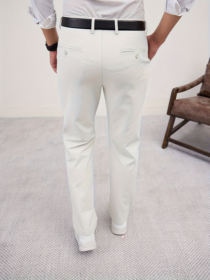 Men'S Casual Solid Color Regular Length Slight Stretch Woven Fabric Pants for Adult