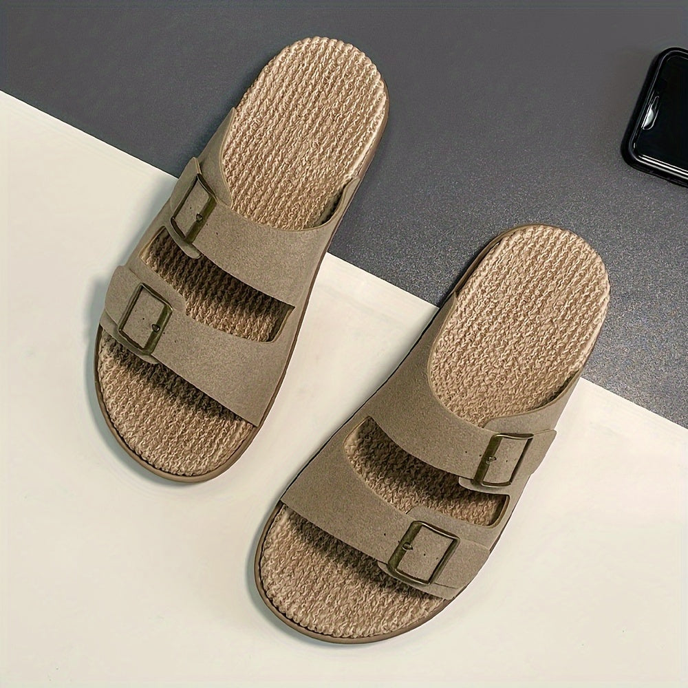 Men's Casual Outdoor Slip-On Sandals with Double Buckle