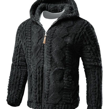 [Elson OBM] Solid Color Fashion Hooded Jacket, Long Sleeve Zip-Up Outerwear, Windproof and Warm, Comfortable for Autumn and Winter, Ideal as a Gift